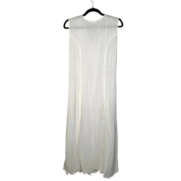 Sezane Vintage M Embroidered Button Front Midi Dress Rayon Cottagecore White - Picture 4 of 8